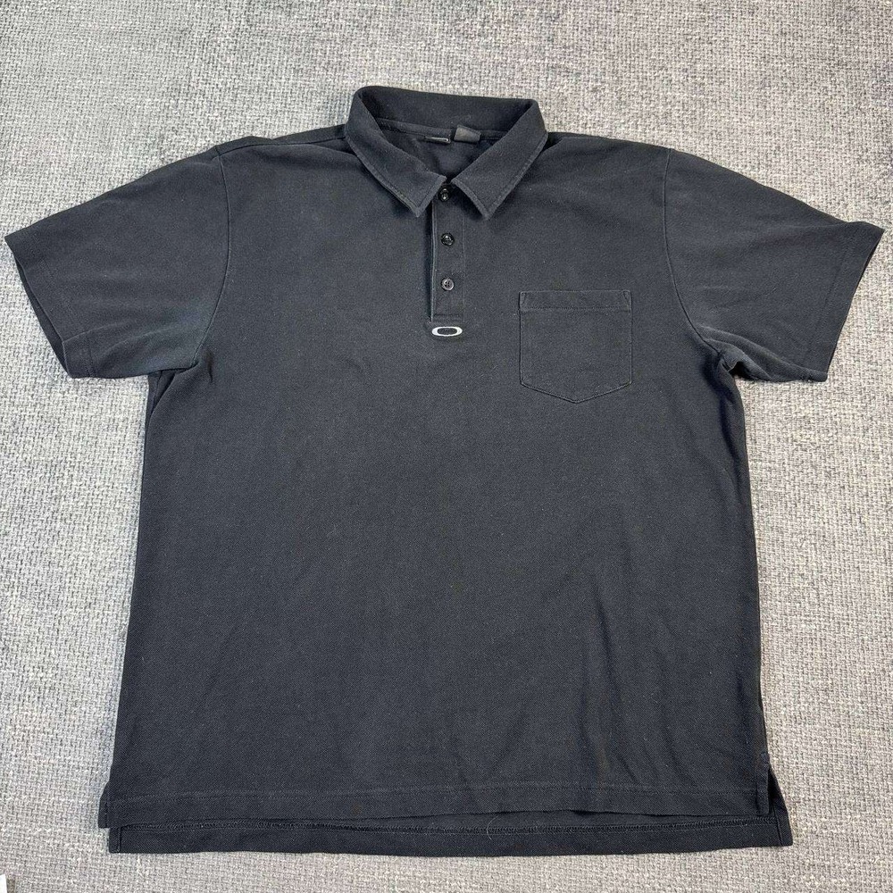 Oakley Pique Polo Shirt Mens XL Black Short Sleeve Embroidered Logo Pocket